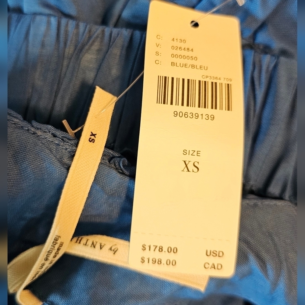 By Anthropologie Women's Off-The-Shoulder Tiered High-Low Midi Dress, Blue, XS - Picture 13 of 16